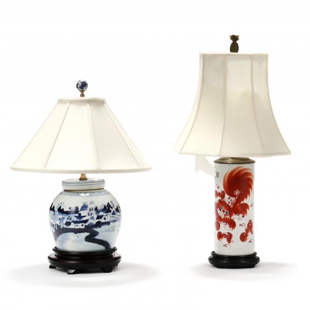 TWO CHINESE PORCELAIN TABLE LAMPS 3b6b06