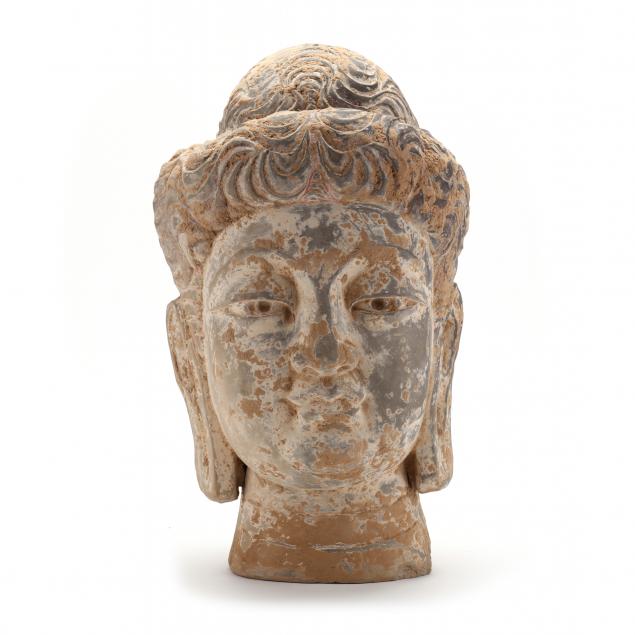 A LARGE POTTERY BUDDHA HEAD Contemporary  3b6b14