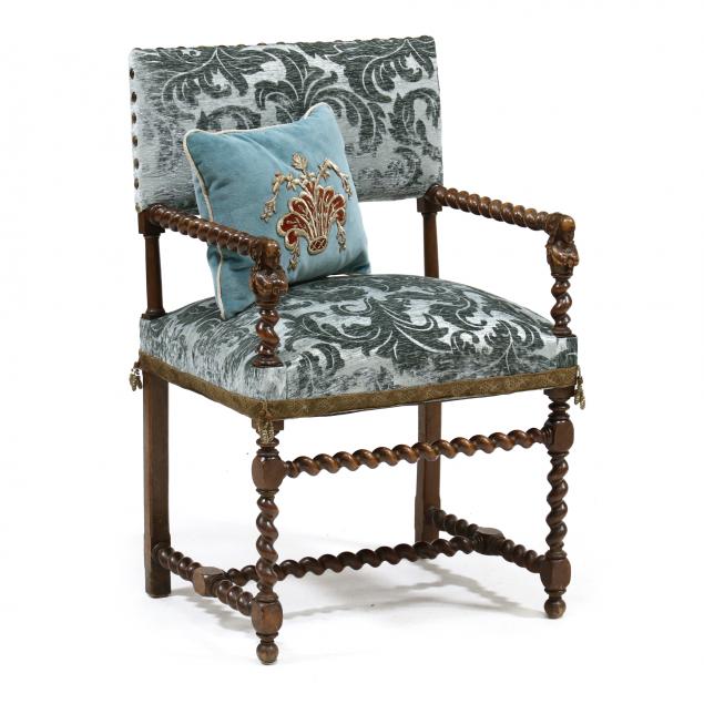 ELIZABETHAN STYLE SPIRAL TWIST ARMCHAIR