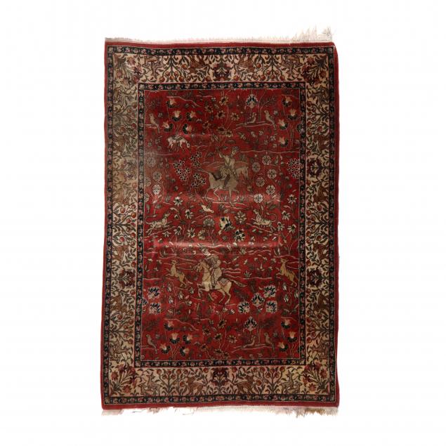 PERSIAN PICTORIAL AREA RUG Red scene
