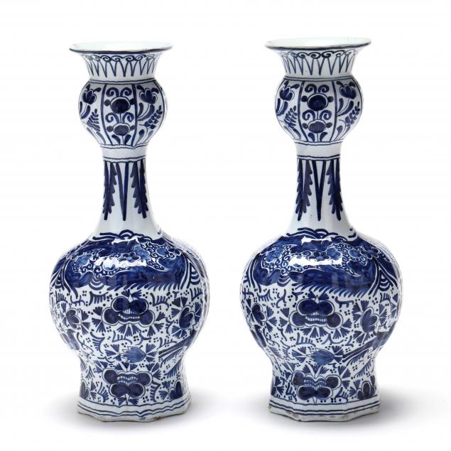 PAIR OF DUTCH DELFT GARLIC NECK