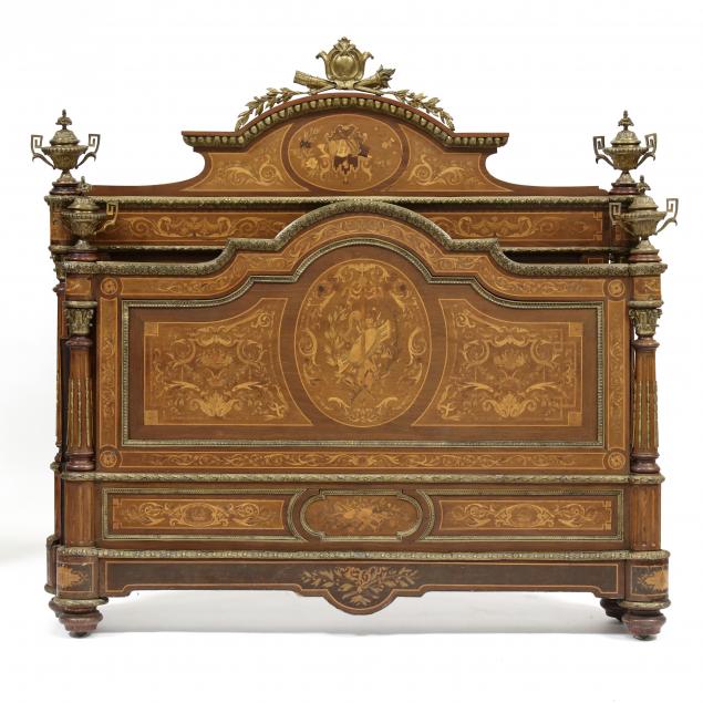 FRENCH EMPIRE STYLE INLAID AND ORMOLU