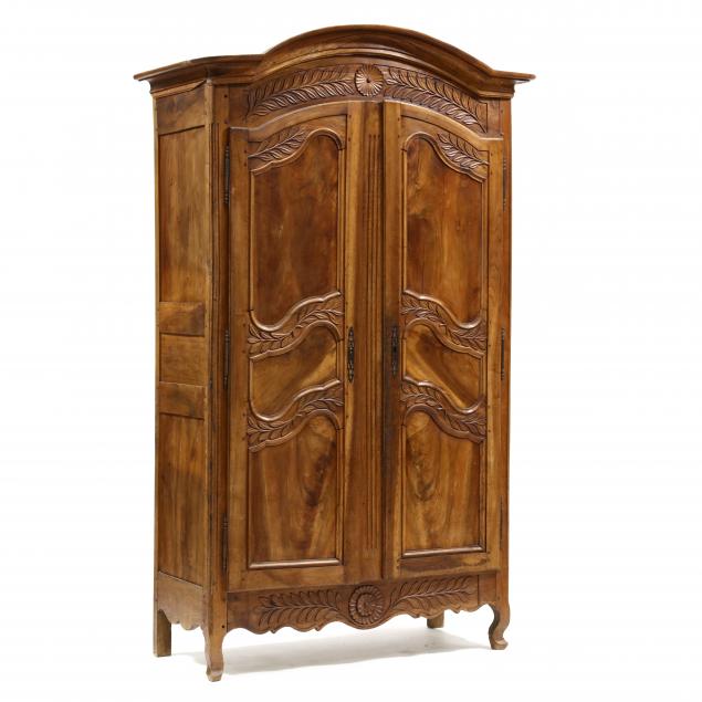 LOUIS XV CARVED WALNUT ARMOIRE