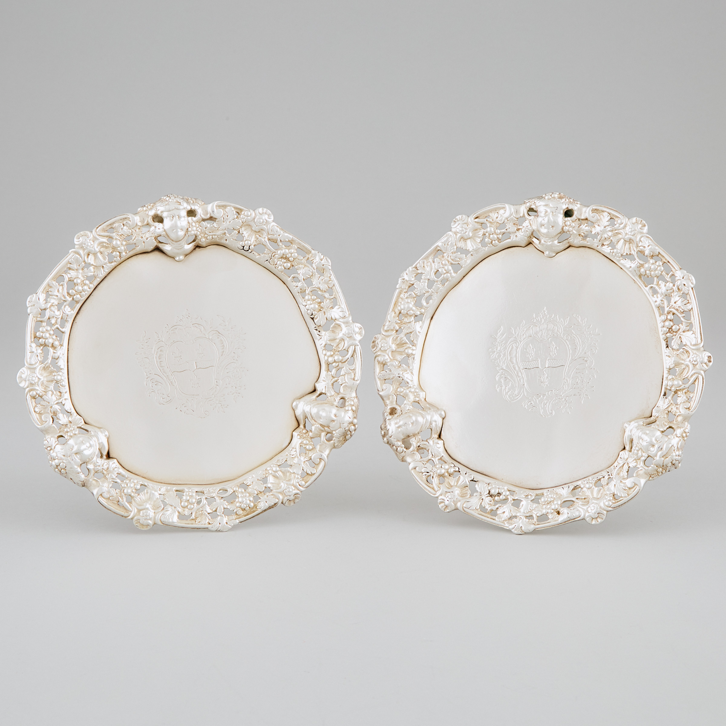 Pair of George II Silver Salvers,