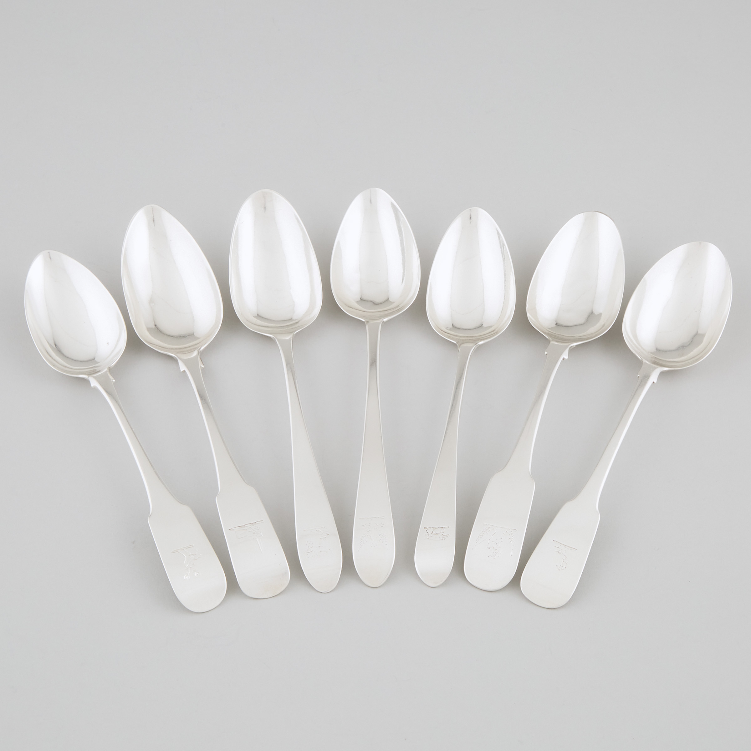 Seven Georgian Irish Silver Table Spoons,