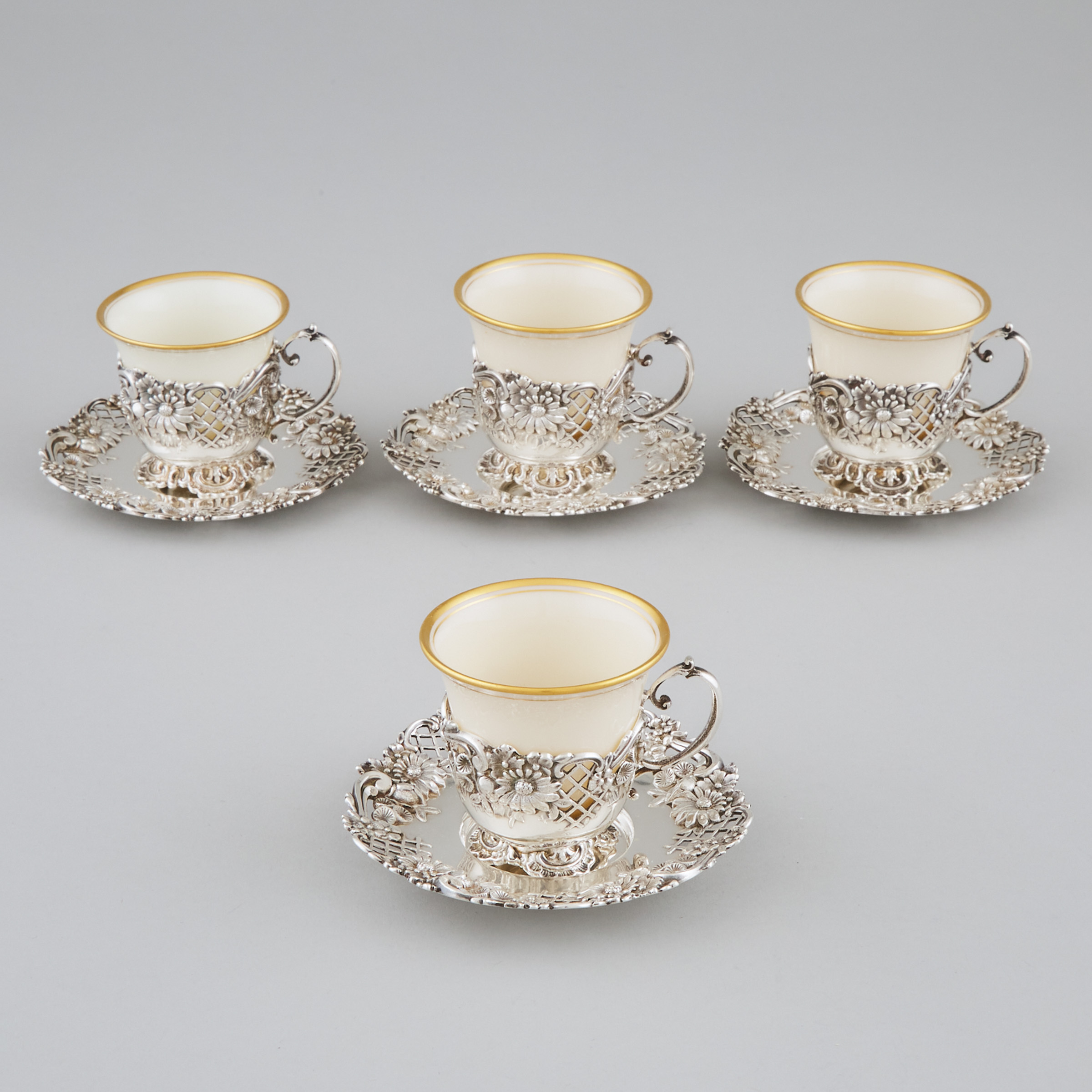 Four American Silver Coffee Cups