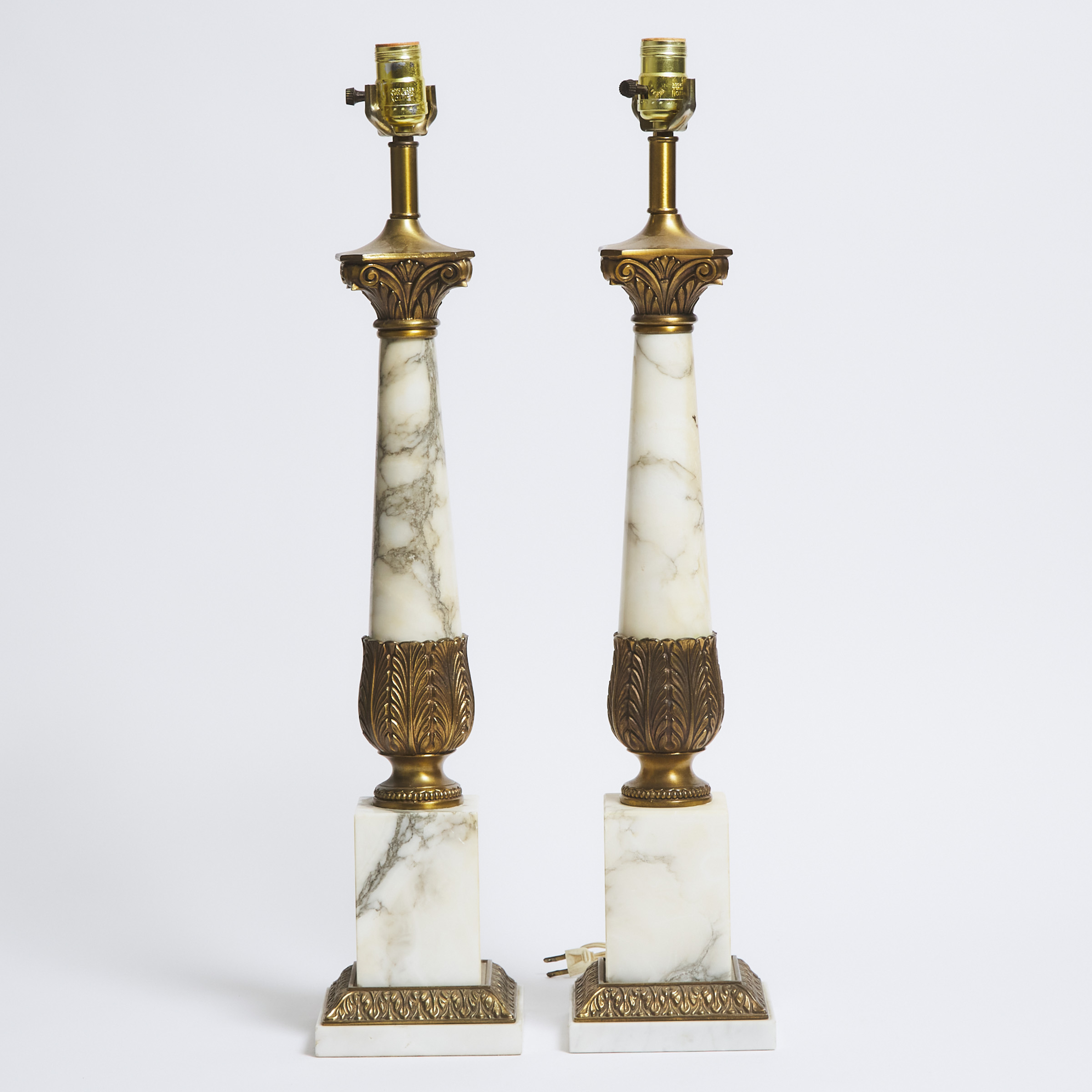 Pair of Gilt Bronze and Marble