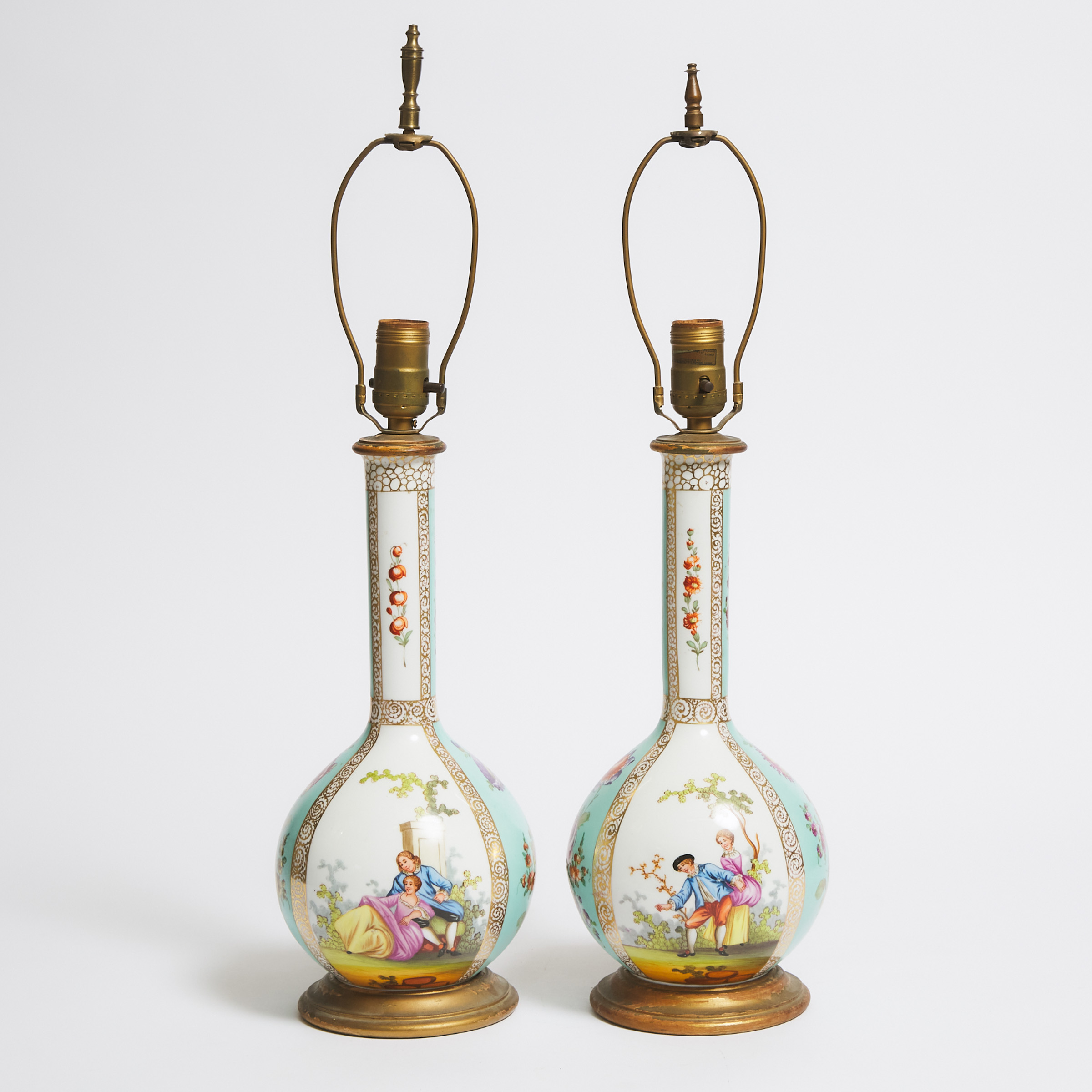 Pair of Dresden Table Lamps, probably