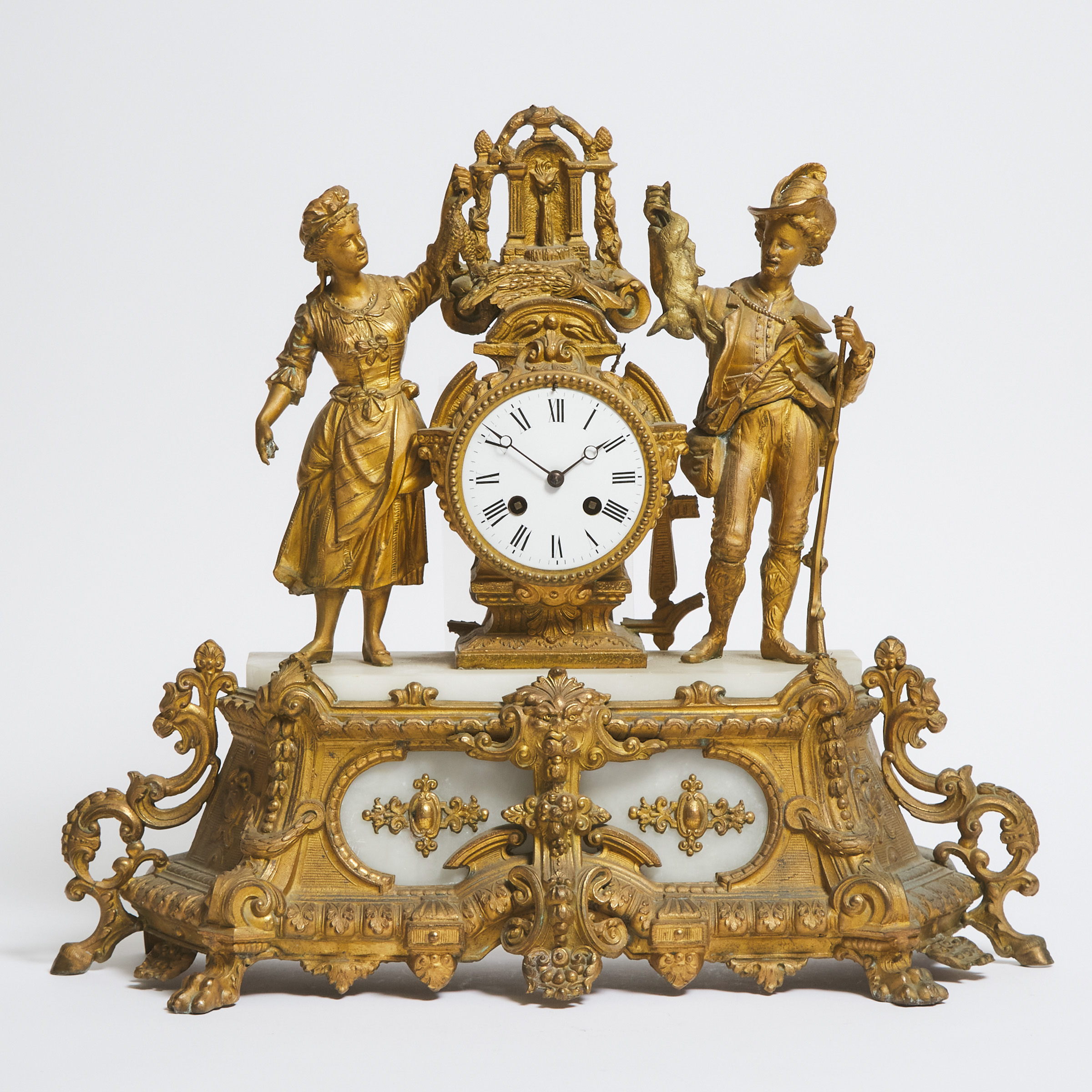 French Alabaster Mounted Gilt Metal