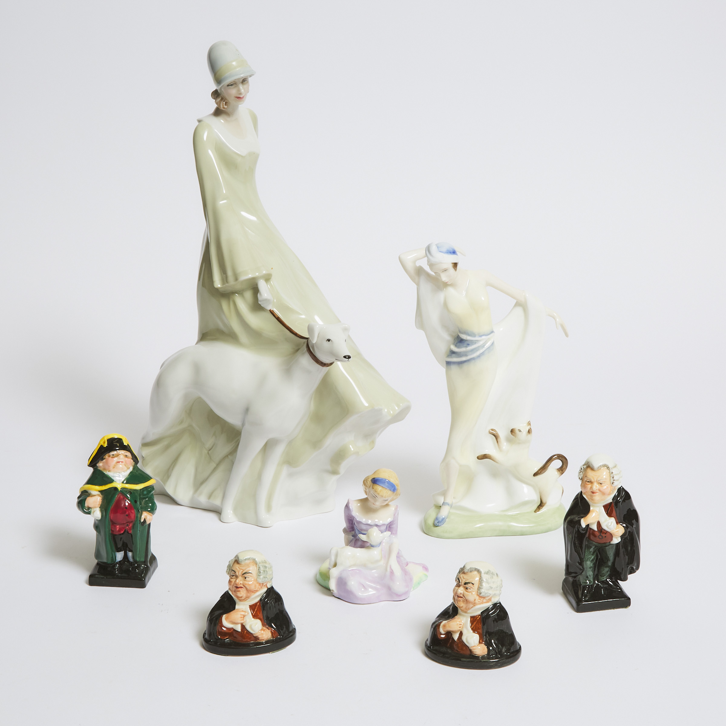 Seven Royal Doulton Figures and Dickens