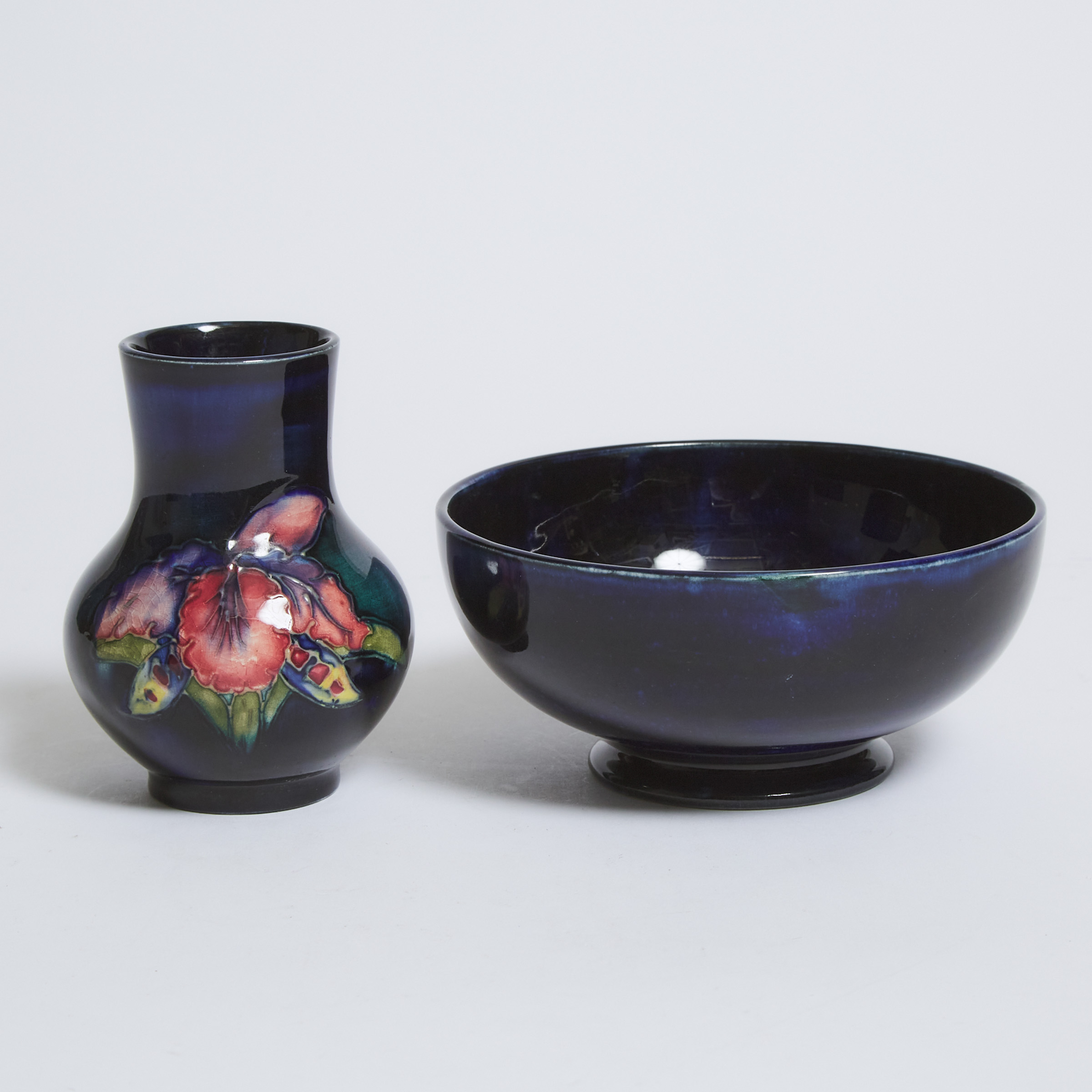 Moorcroft Orchids Small Vase and Bowl,