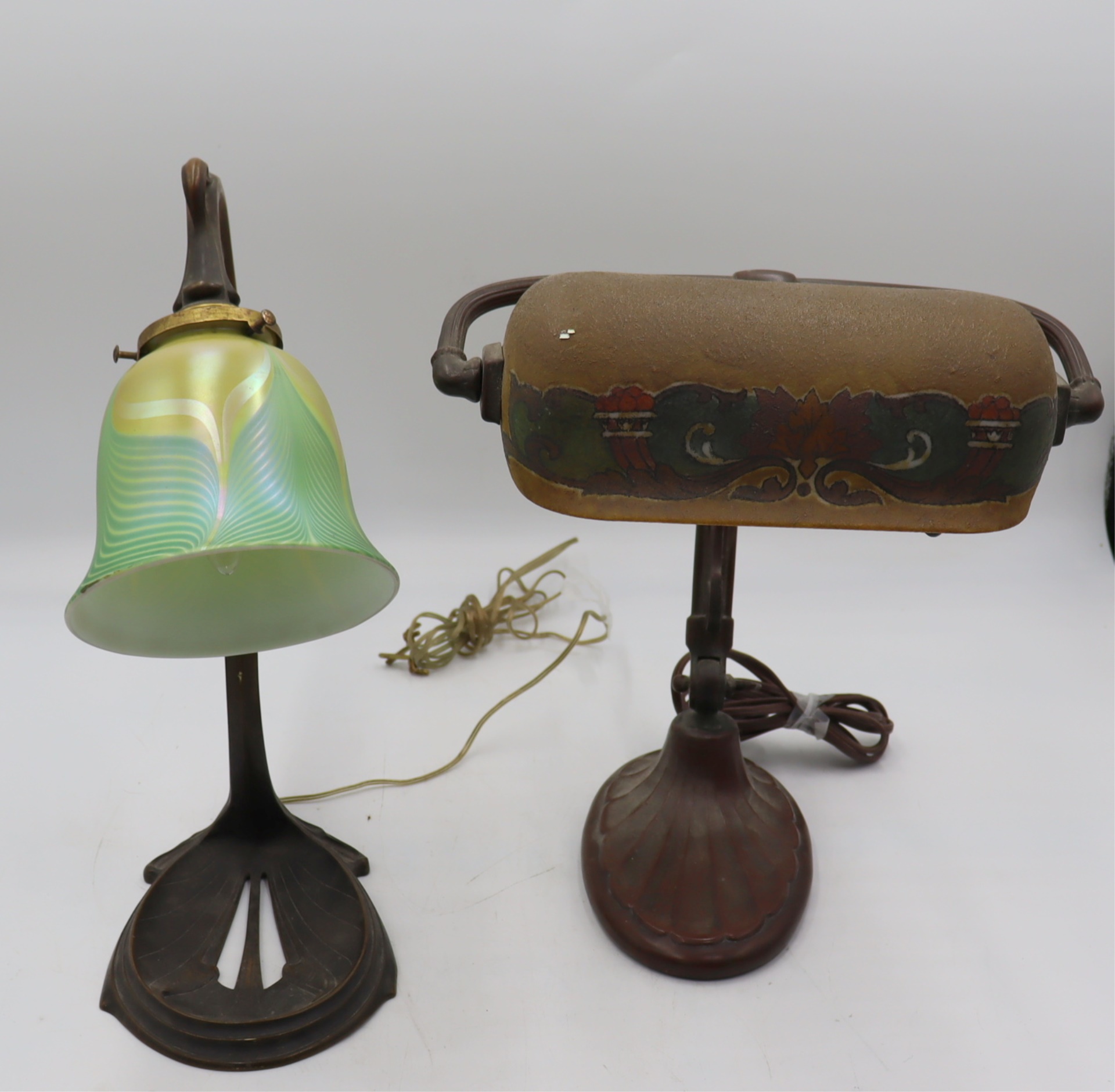 2 ANTIQUE TABLE LAMPS INCLUDE A