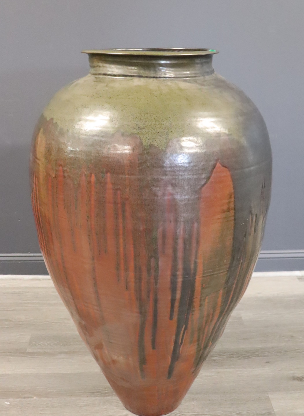 MONUMENTAL LAVA GLAZED URN VASE  3b6ed2