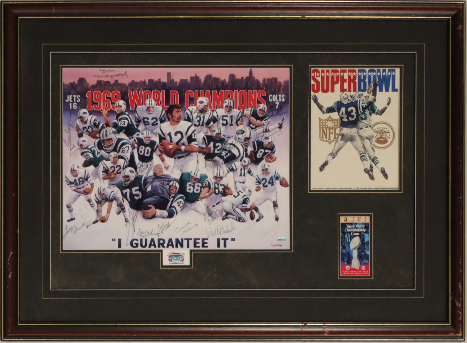 NY JETS SUPER BOWL III SIGNED PRINT  3b6ede