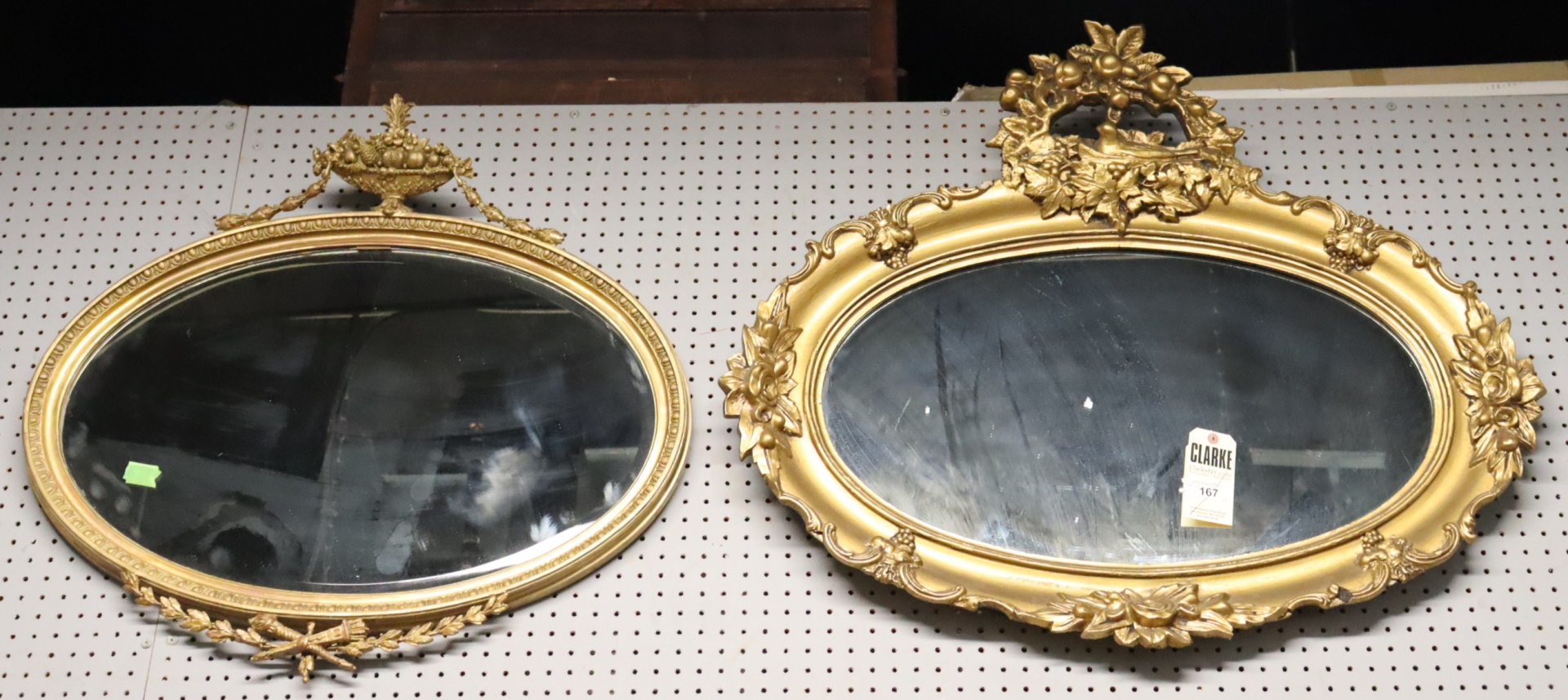 2 ANTIQUE CARVED OVAL GILTWOOD