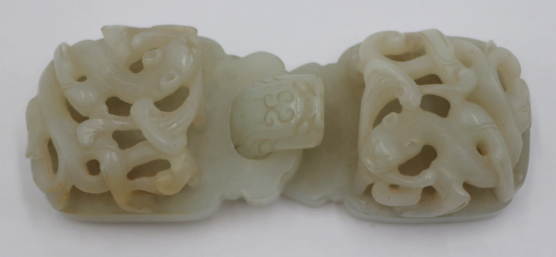 2 PC CHINESE CARVED JADE BELT 3b6efe