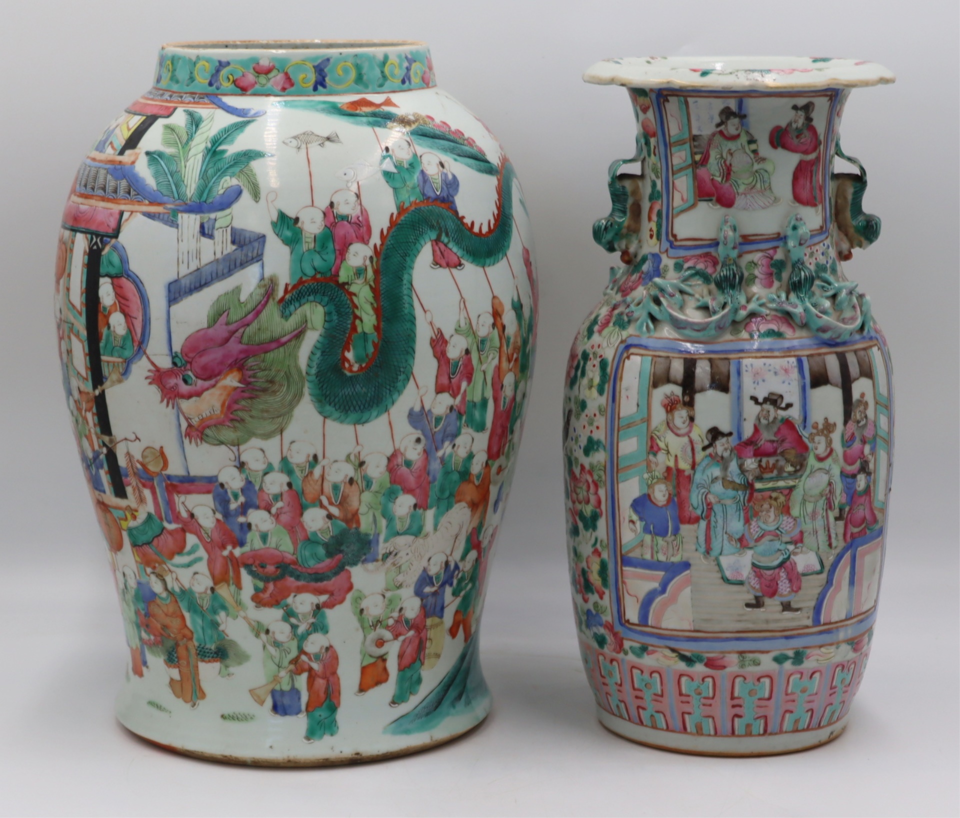 (2) CHINESE FAMILLE ROSE ENAMEL