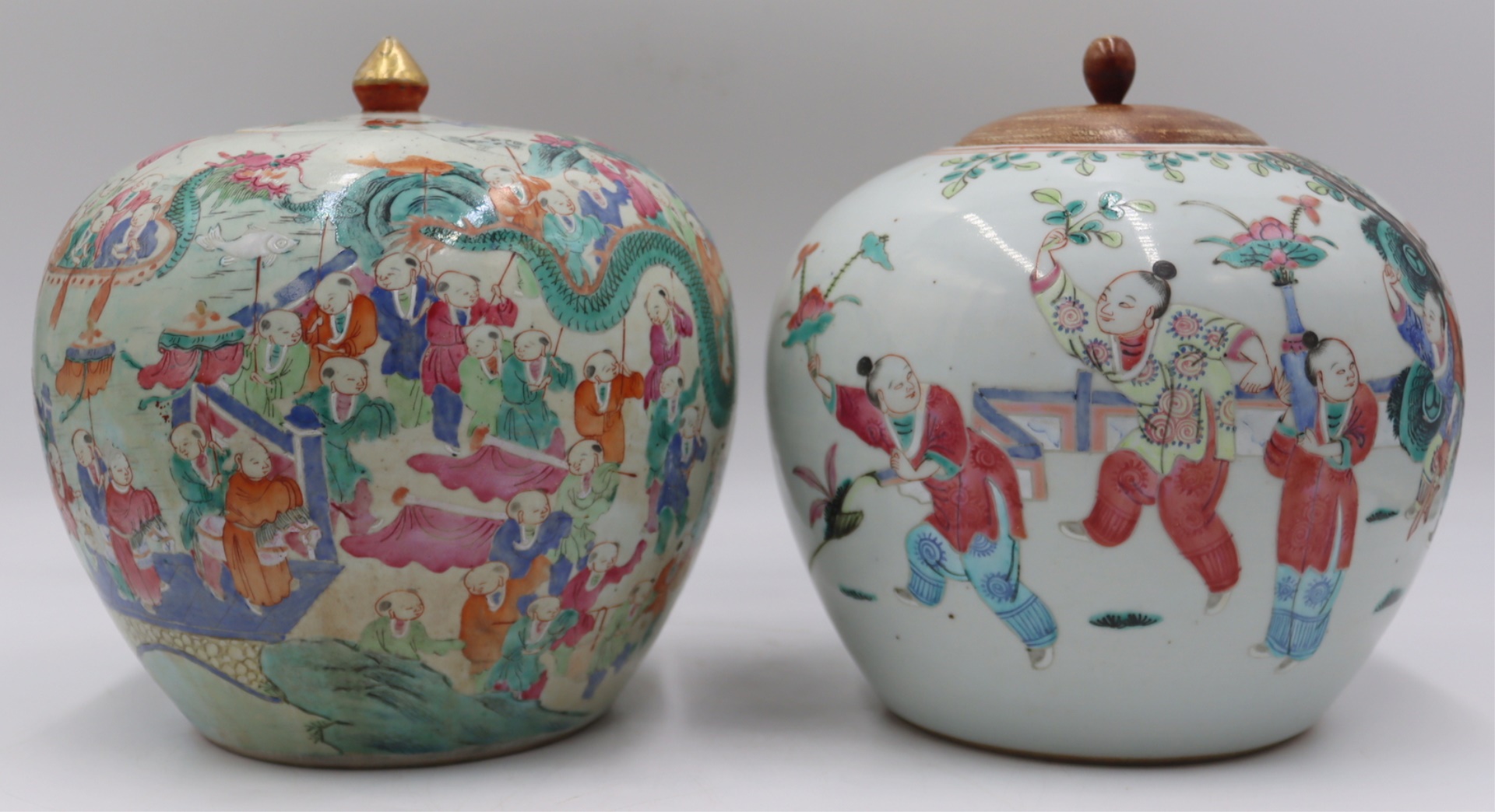 (2) CHINESE FAMILLE ROSE LIDDED