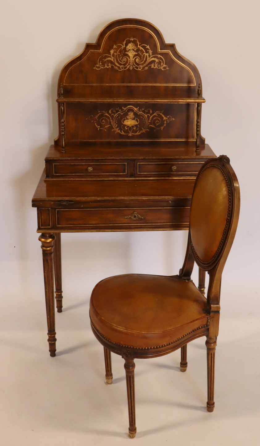 LOUIS XV1 STYLE BRASS INLAID DESK