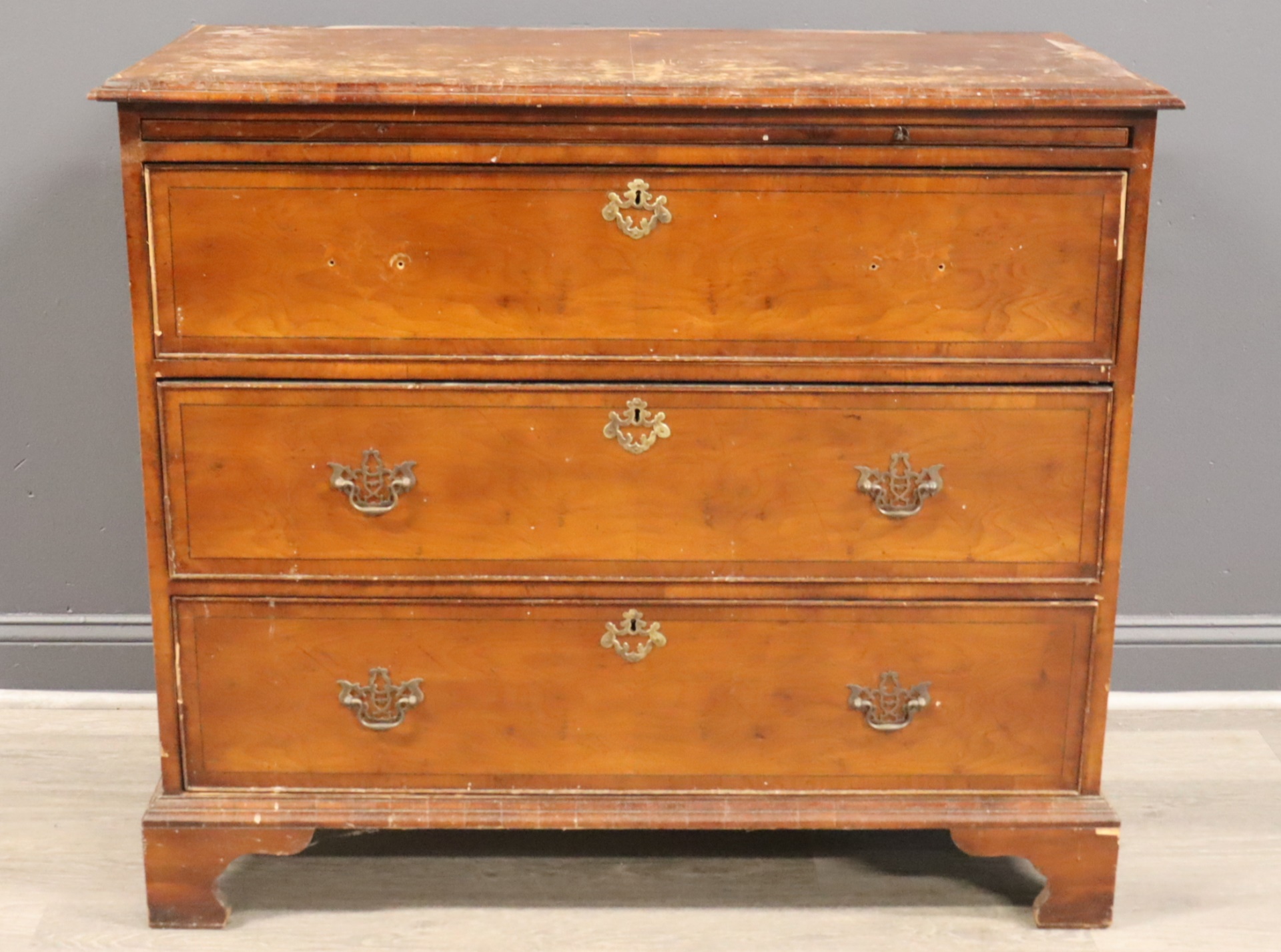 19TH CENTURY 3 DRAWER BANDED CHEST