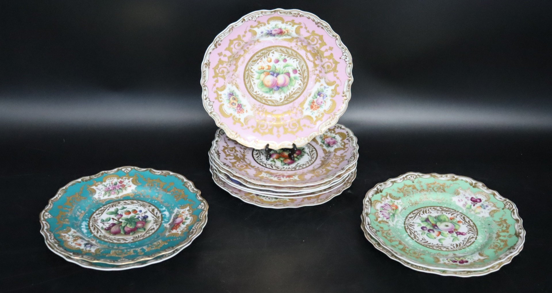 10 ANTIQUE FLORAL DECORATED PORCELAIN 3b7089