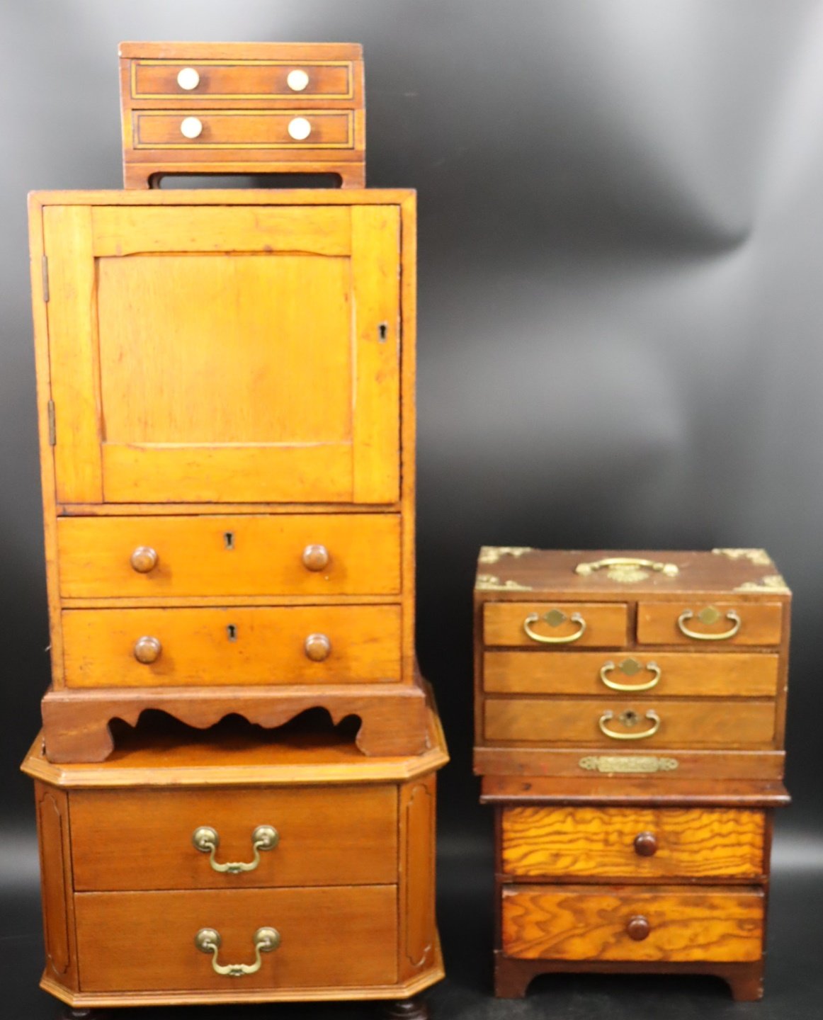 MINIATURE WOODEN CHEST & 4 MORE