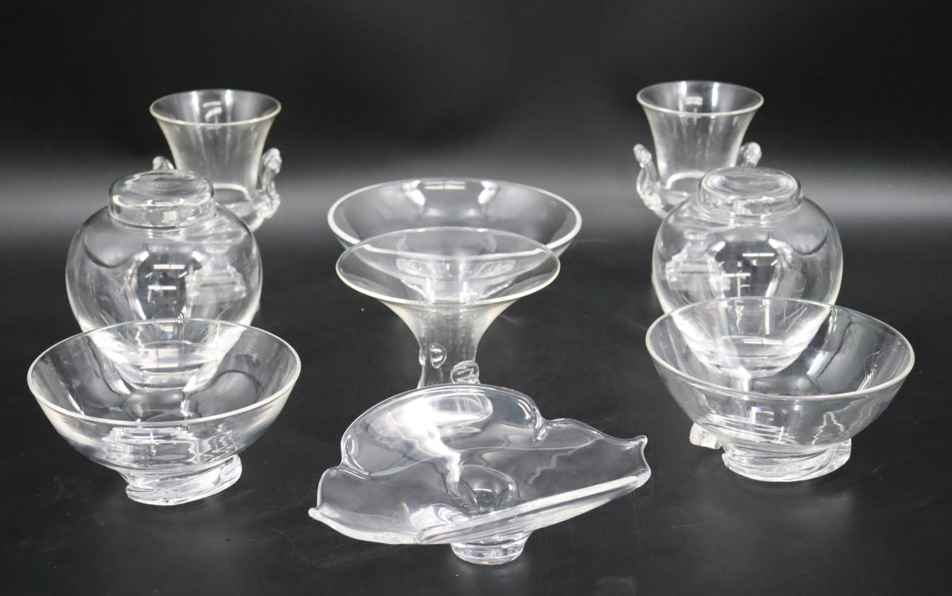 STEUBEN GLASS GROUPING 9 PIECES  3b70c1