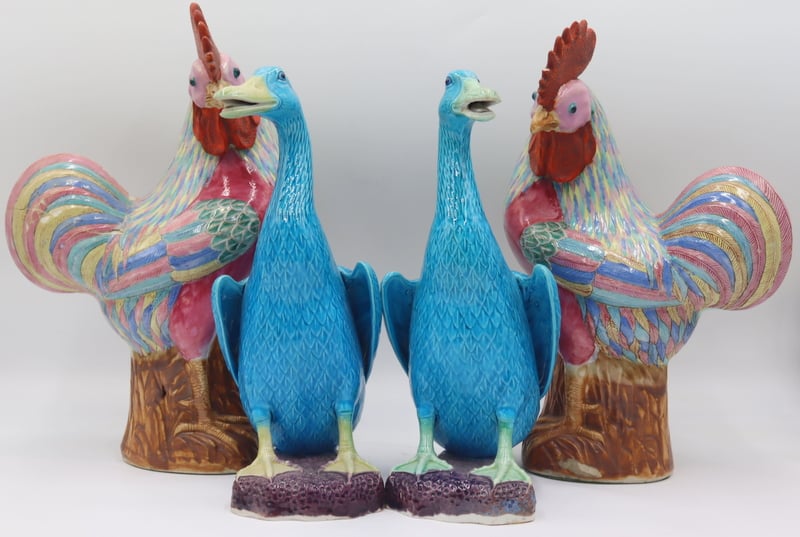 (2) PAIR OF CHINESE ENAMEL DECORATED