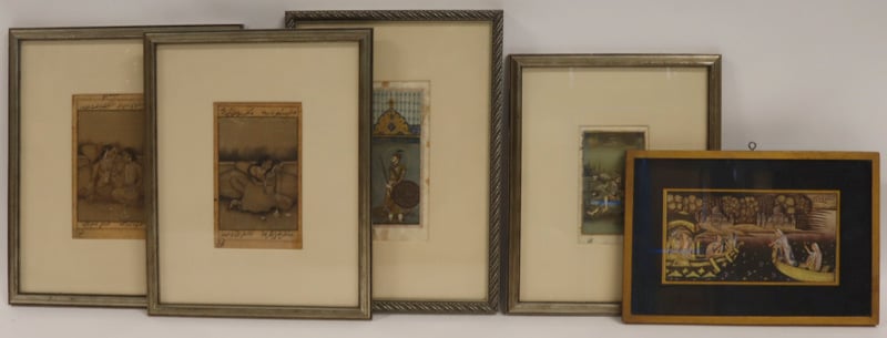 COLLECTION OF (5) FRAMED PERSIAN