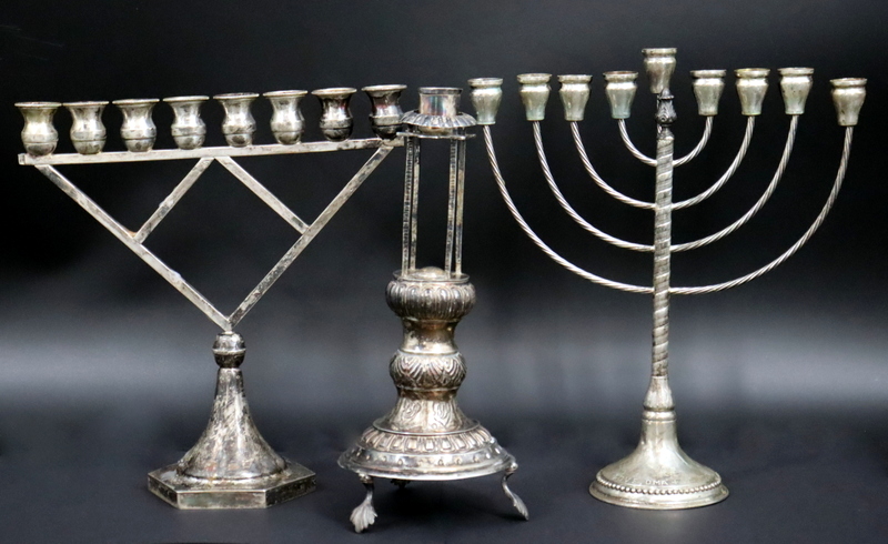 JUDAICA 2 STERLING MENORAHS 3b71ac