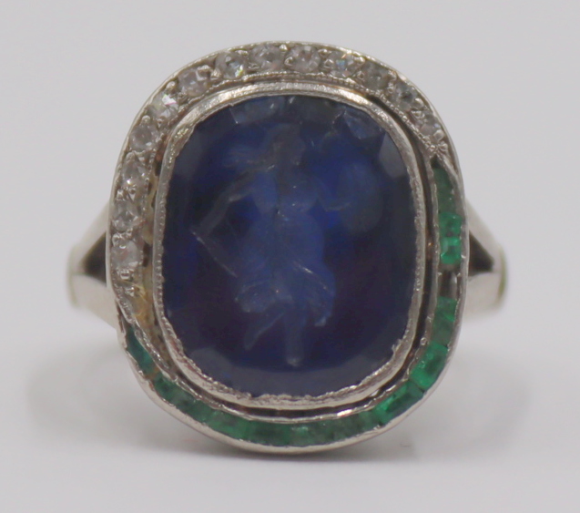 JEWELRY ANTIQUE CARVED SAPPHIRE 3b71bd