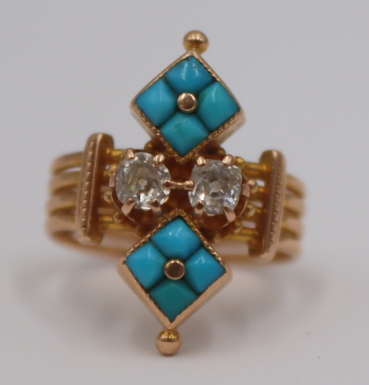 JEWELRY. VICTORIAN 14KT GOLD TURQUOISE