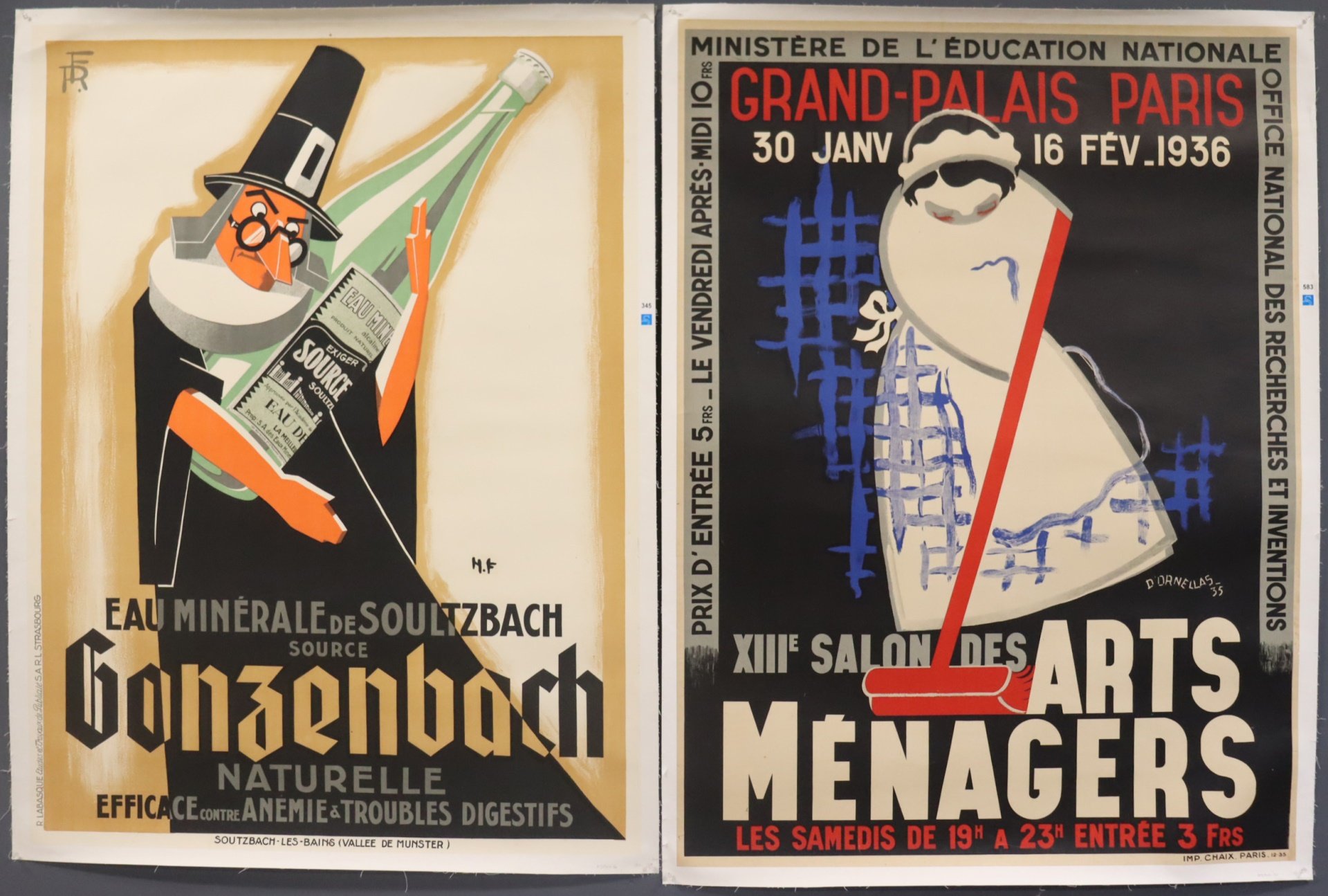 PAIR OF ORIGINAL LITHOGRAPH POSTERS.