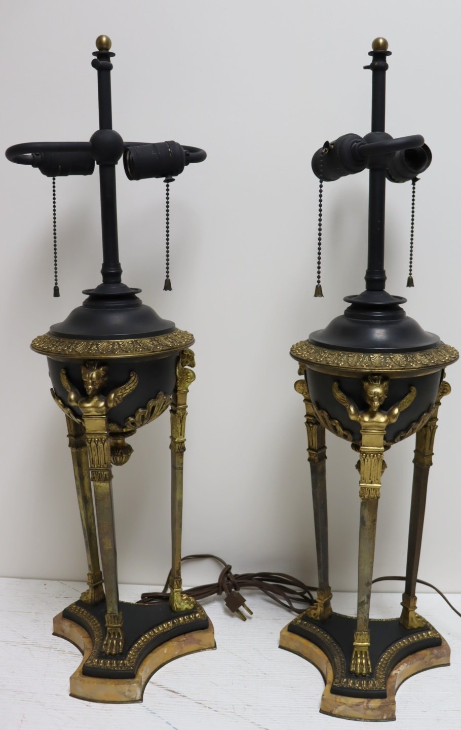 A PAIR OF GILT & PATINATED BRONZE