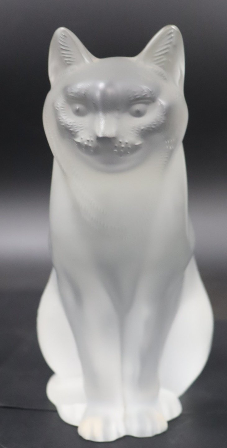 LALIQUE FRANCE SITTING CAT FROSTED 3b72ac