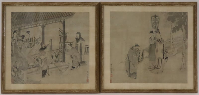 (2) SIGNED CHINESE BLACK AND WHITE