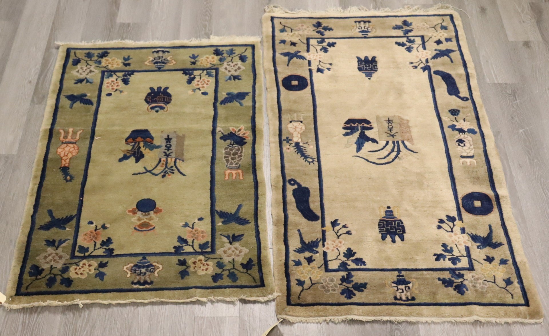 2 ART DECO CHINESE AREA CARPETS  3b7341