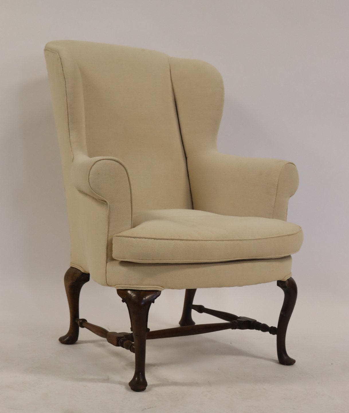 ANTIQUE UPHOLSTERED QUEEN ANNE