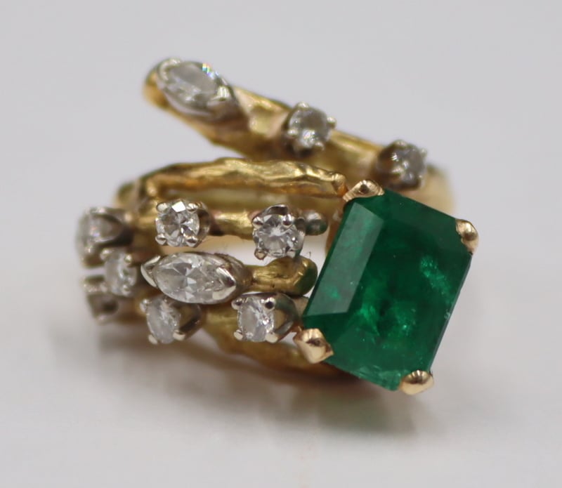 JEWELRY 18KT BI COLOR GOLD EMERALD  3b73d5