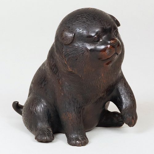 JAPANESE BRONZE MODEL OF A PUPPYIncised 3b7416