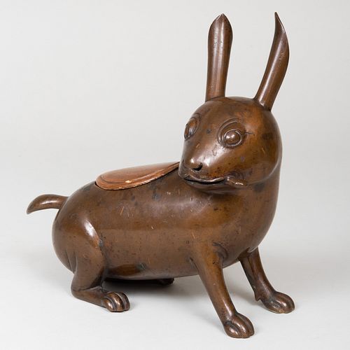 JAPANESE BRONZE RABBIT FORM CENSERWith