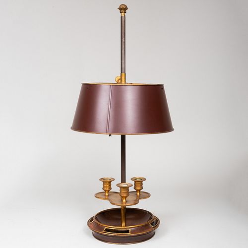 FRENCH BRASS AND MAHOGANY BOUILLOTTE