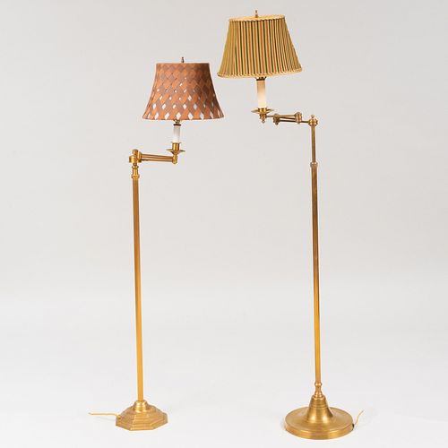 TWO RETRACTABLE BRASS FLOOR LAMPSThe