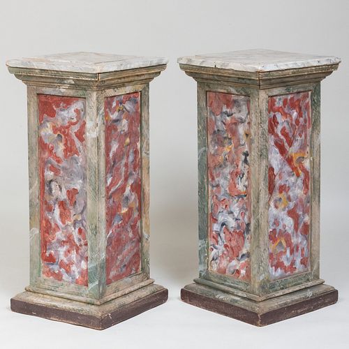PAIR OF FAUX MARBLE PAINTED CORNER 3b753e