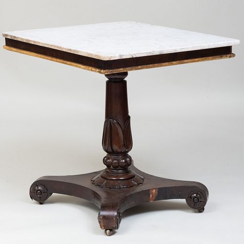 VICTORIAN CARVED MAHOGANY AND PARCEL-GILT