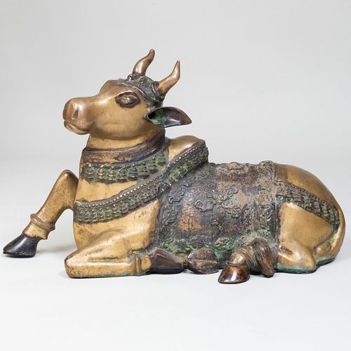 INDIAN DECORATED BRASS FIGURE OF
