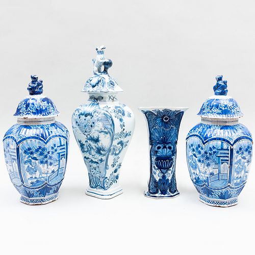 ASSEMBLED BLUE AND WHITE DELFT