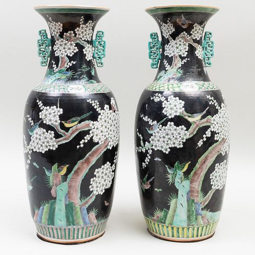 PAIR OF LARGE CHINESE FAMILLE NOIRE