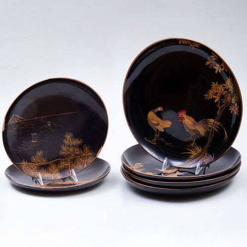 GROUP OF SIX JAPANESE LACQUERED