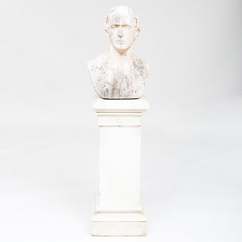 CARVED MARBLE BUST OF A GENTLEMAN